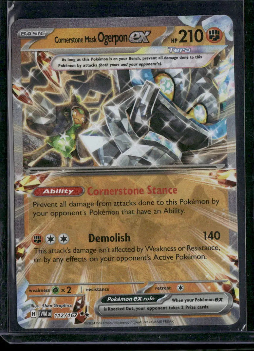 Cornerstone Mask Ogerpon ex #112 - Twilight Masquerade Pokémon kort, stand Near Mint