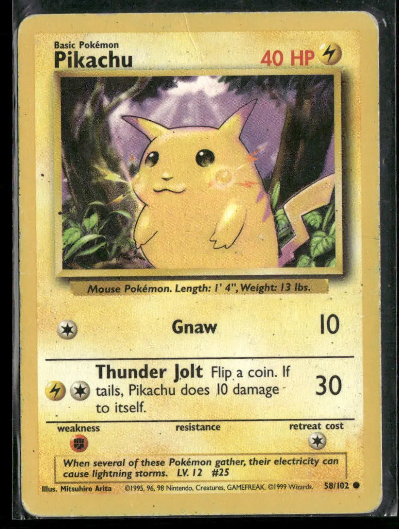 Pikachu #58 - Base Pokémon kort, stand Played