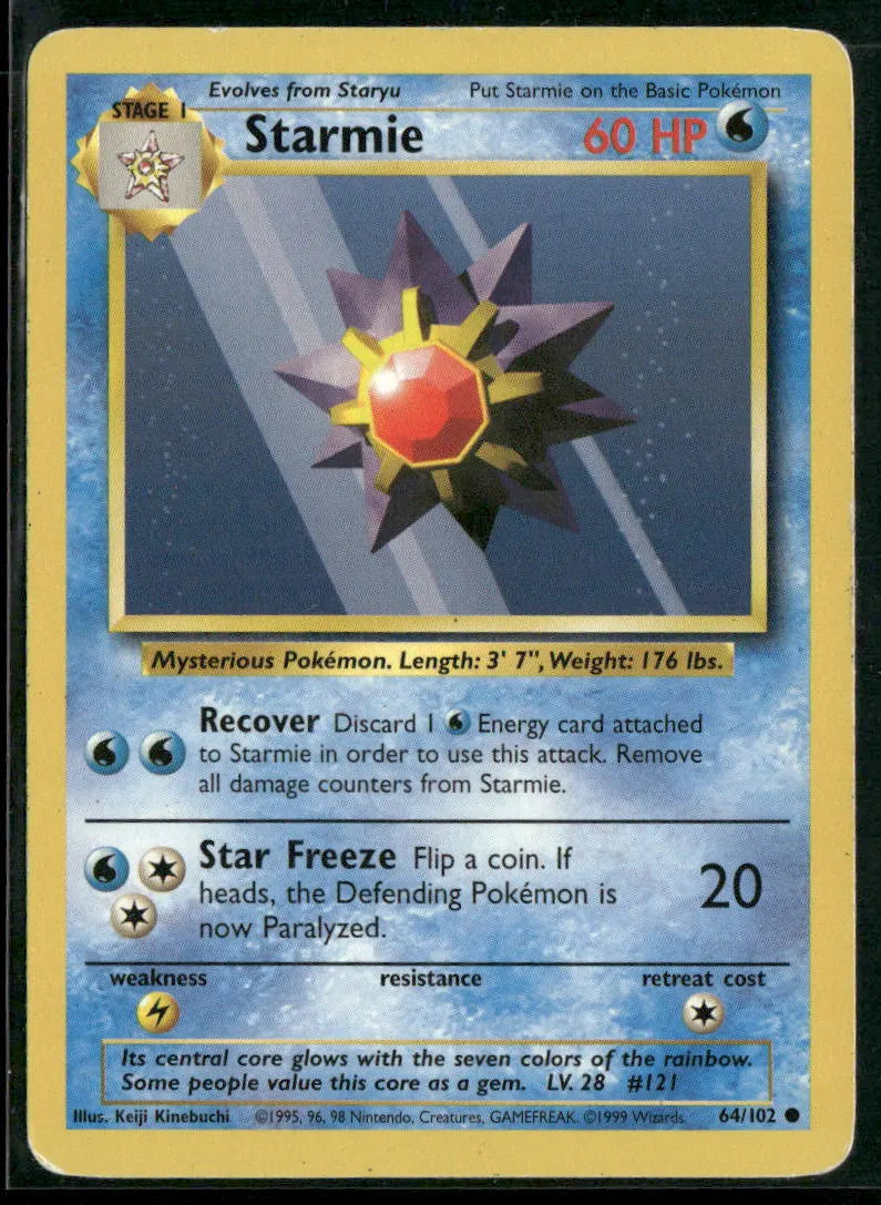 Starmie #64 - Base Pokémon kort, stand Light Played