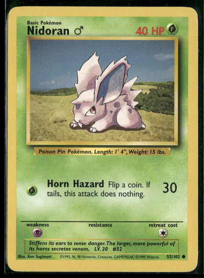 Nidoran ♂ #55 - Base Pokémon kort, stand Good
