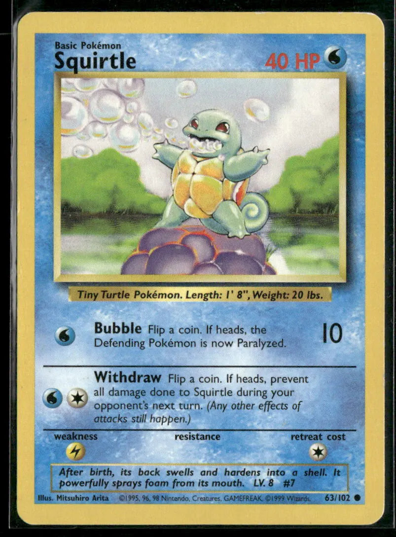 Squirtle #63 - Base Pokémon kort, stand Good