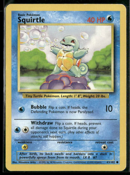 Squirtle #63 - Base Pokémon kort, stand Good