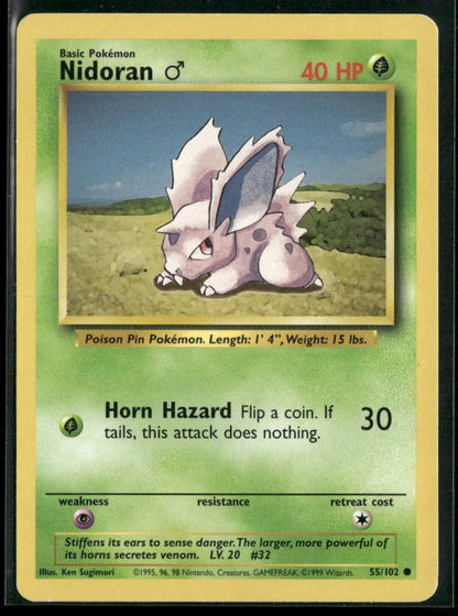 Nidoran ♂ #55 - Base Pokémon kort, stand Excellent