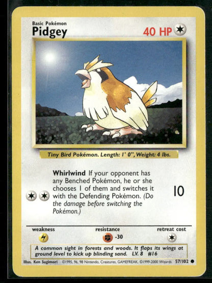 Pidgey #57 - Base Pokémon kort, stand Good