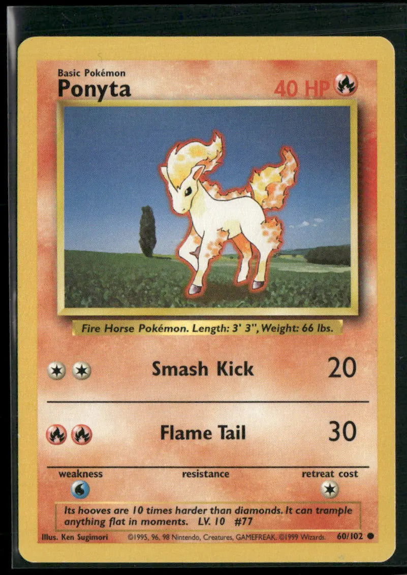 Ponyta #60 - Base Pokémon kort, stand Near Mint