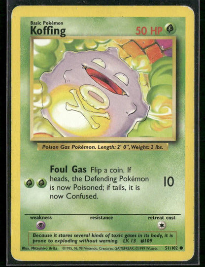 Koffing #51 - Base Pokémon kort, stand Light Played